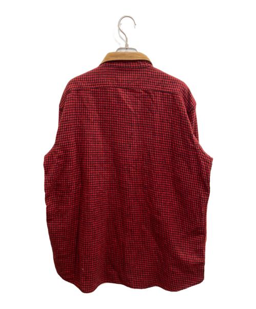 WOOLRICH（ウールリッチ）WOOLRICH (ウールリッチ) LAND'S END (ランズエンド) スウェードカラーネルシャツ レッド×ブラウン サイズ:Mの古着・服飾アイテム