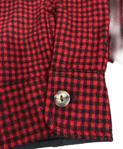 WOOLRICH（ウールリッチ）WOOLRICH (ウールリッチ) LAND'S END (ランズエンド) スウェードカラーネルシャツ レッド×ブラウン サイズ:Mの古着・服飾アイテム