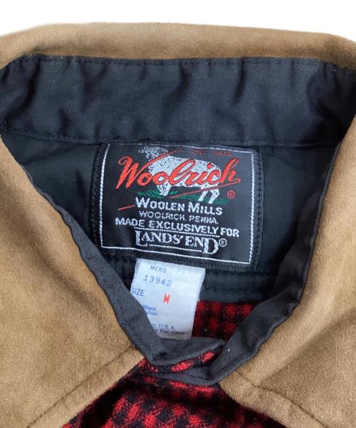 WOOLRICH（ウールリッチ）WOOLRICH (ウールリッチ) LAND'S END (ランズエンド) スウェードカラーネルシャツ レッド×ブラウン サイズ:Mの古着・服飾アイテム