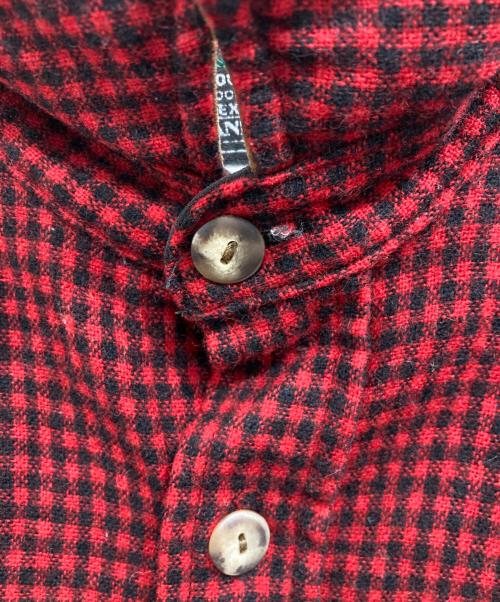 WOOLRICH（ウールリッチ）WOOLRICH (ウールリッチ) LAND'S END (ランズエンド) スウェードカラーネルシャツ レッド×ブラウン サイズ:Mの古着・服飾アイテム