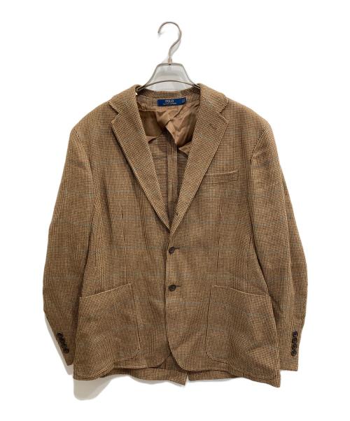 POLO RALPH LAUREN（ポロ・ラルフローレン）POLO RALPH LAUREN (ポロ・ラルフローレン) コットンシルクリネン 3Bジャケット ブラウン サイズ:40Sの古着・服飾アイテム