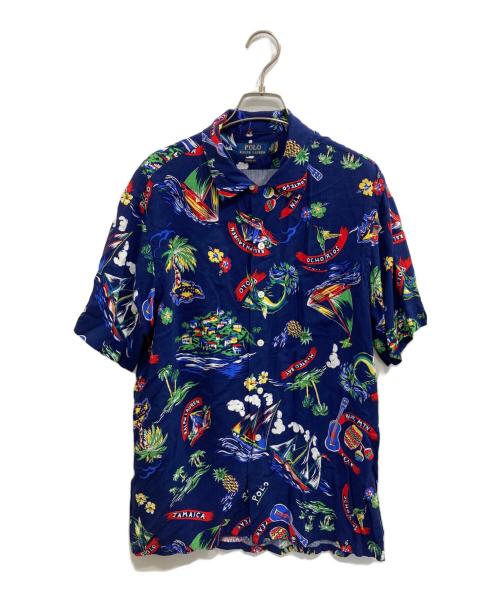 POLO RALPH LAUREN（ポロ・ラルフローレン）POLO RALPH LAUREN (ポロ・ラルフローレン) アロハシャツ ネイビー サイズ:Mの古着・服飾アイテム