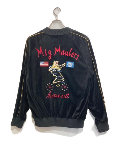 AVIREX（アヴィレックス）AVIREX (アヴィレックス) VELOUR RETRO JACKET MIG MAULERS/ベロア レトロ ジャケット ミグモーラー ブラック サイズ:Mの古着・服飾アイテム