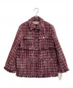 Lily Brownリリーブラウン）の古着「フリンジツイードジャケット」｜ピンク