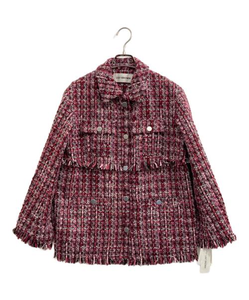 Lily Brown（リリーブラウン）Lily Brown (リリーブラウン) フリンジツイードジャケット ピンク サイズ:F 未使用品の古着・服飾アイテム