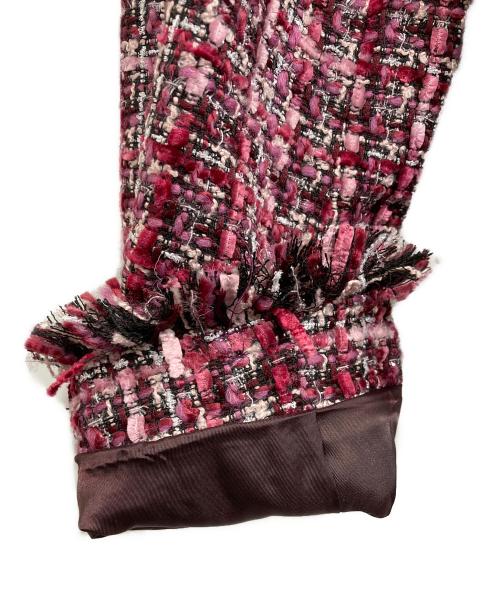 Lily Brown（リリーブラウン）Lily Brown (リリーブラウン) フリンジツイードジャケット ピンク サイズ:F 未使用品の古着・服飾アイテム