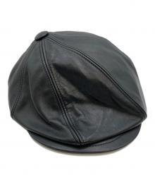 blue books（ブルー ブックス）の古着「キャスケット/レザーキャスケット」｜ブラック