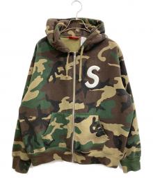 SUPREME（シュプリーム）の古着「S Logo Zip Up Hooded Sweatshirt Woodland Camo/Sロゴ ジップアップフーディ」｜カーキ×オリーブ