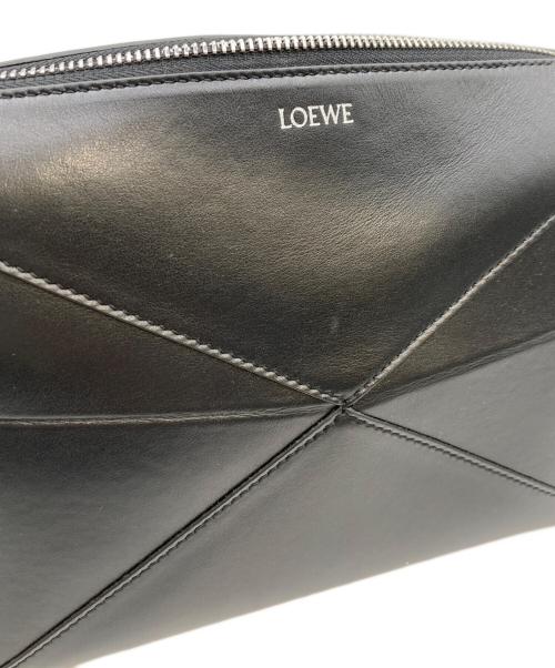 LOEWE（ロエベ）LOEWE (ロエベ) Puzzle Fold Wash Bag/パズル フォールド トラベルポーチ/ハンドバッグ ブラックの古着・服飾アイテム
