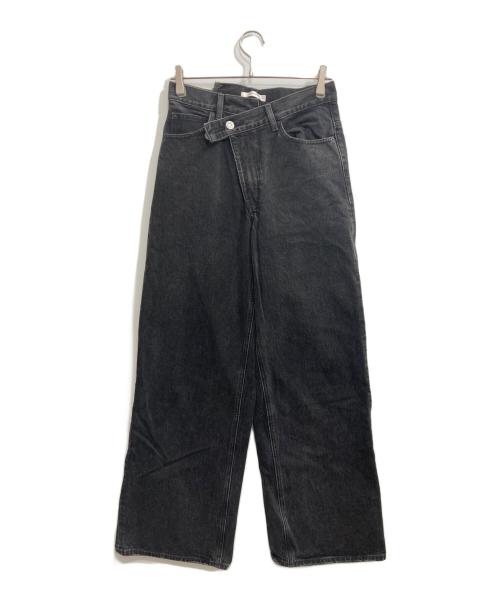 moussy（マウジー）moussy (マウジー) CROSS WAIST WIDE STRAIGHT ブラック サイズ:2の古着・服飾アイテム