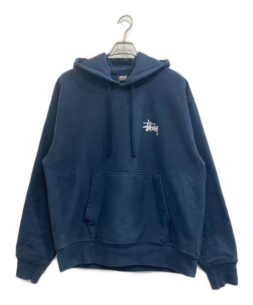 stussy（ステューシー）stussy (ステューシー) BASIC STUSSY HOODIE/ベーシック　ストゥーシー　フーディ ネイビー サイズ:Mの古着・服飾アイテム