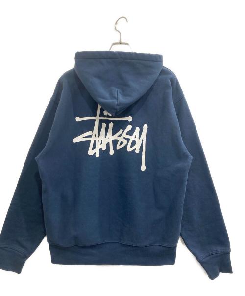 stussy（ステューシー）stussy (ステューシー) BASIC STUSSY HOODIE/ベーシック　ストゥーシー　フーディ ネイビー サイズ:Mの古着・服飾アイテム
