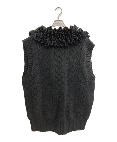 J1U by LA BELLE ETUDE（ジユウバイラベルエチュード）J1U by LA BELLE ETUDE (ジユウバイラベルエチュード) ニッティングパターンボリュームフリルニットベスト ブラック サイズ:FREEの古着・服飾アイテム