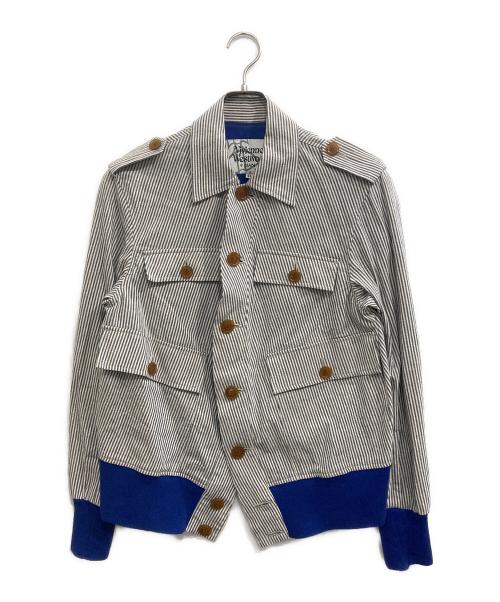 Vivienne Westwood man（ヴィヴィアン ウェストウッド マン）Vivienne Westwood man (ヴィヴィアン ウェストウッド マン) ストライプブルゾン グレー サイズ:44の古着・服飾アイテム
