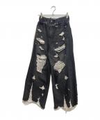 PRANK PROJECTプランクプロジェクト）の古着「Hard Crushed Wide Denim/ハードクラッシュド　ワイドデニム」｜グレー