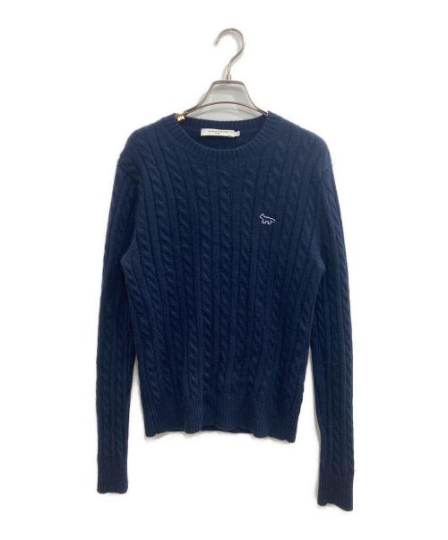 maison kitsune（メゾンキツネ）maison kitsune (メゾンキツネ) フォックス パッチ カシミヤニット ネイビー サイズ:Lの古着・服飾アイテム