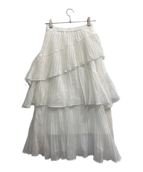 Snidel（スナイデル）Snidel (スナイデル) プリーツティアードスカート ホワイト サイズ:1の古着・服飾アイテム