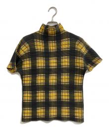 PLEATS PLEASE（プリーツプリーズ）の古着「チェックプリーツブラウス」｜イエロー×ブラック