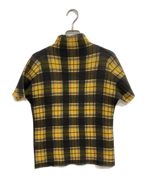 PLEATS PLEASE（プリーツプリーズ）PLEATS PLEASE (プリーツプリーズ) チェックプリーツブラウス イエロー×ブラック サイズ:3の古着・服飾アイテム