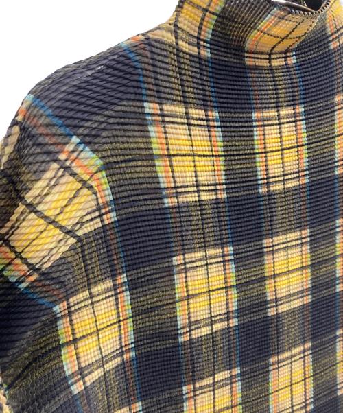 PLEATS PLEASE（プリーツプリーズ）PLEATS PLEASE (プリーツプリーズ) チェックプリーツブラウス イエロー×ブラック サイズ:3の古着・服飾アイテム