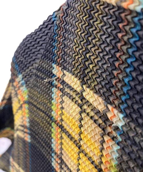 PLEATS PLEASE（プリーツプリーズ）PLEATS PLEASE (プリーツプリーズ) チェックプリーツブラウス イエロー×ブラック サイズ:3の古着・服飾アイテム