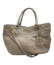 PRADA（プラダ）の古着「2WAYレザーハンドバッグ/ショルダーバッグ/ハンドバッグ」｜ベージュ