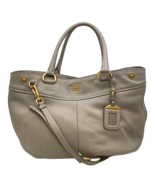 PRADA（プラダ）PRADA (プラダ) 2WAYレザーハンドバッグ/ショルダーバッグ/ハンドバッグ ベージュの古着・服飾アイテム