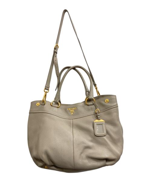 PRADA（プラダ）PRADA (プラダ) 2WAYレザーハンドバッグ/ショルダーバッグ/ハンドバッグ ベージュの古着・服飾アイテム