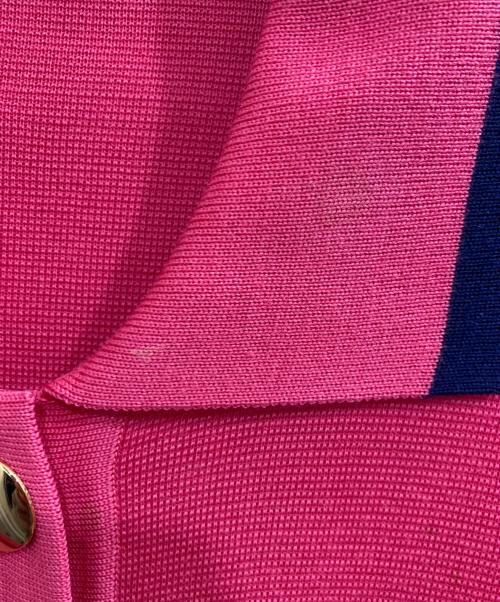 Yves Saint Laurent（イヴサンローラン）Yves Saint Laurent (イヴサンローラン) 金釦ラインカーディガン ピンク サイズ:Ｍの古着・服飾アイテム