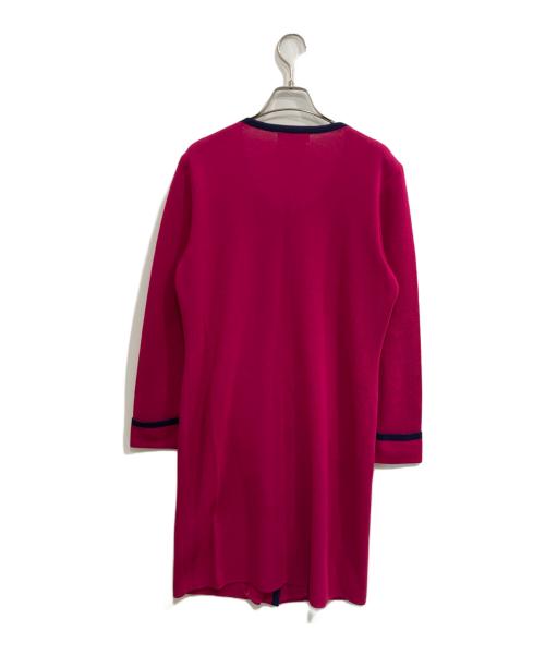 Yves Saint Laurent（イヴサンローラン）Yves Saint Laurent (イヴサンローラン) ロゴボタン ラインロングカーディガン ピンク サイズ:1の古着・服飾アイテム