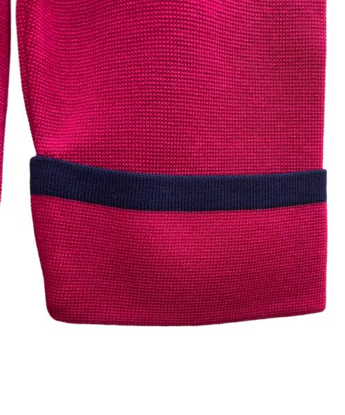 Yves Saint Laurent（イヴサンローラン）Yves Saint Laurent (イヴサンローラン) ロゴボタン ラインロングカーディガン ピンク サイズ:1の古着・服飾アイテム