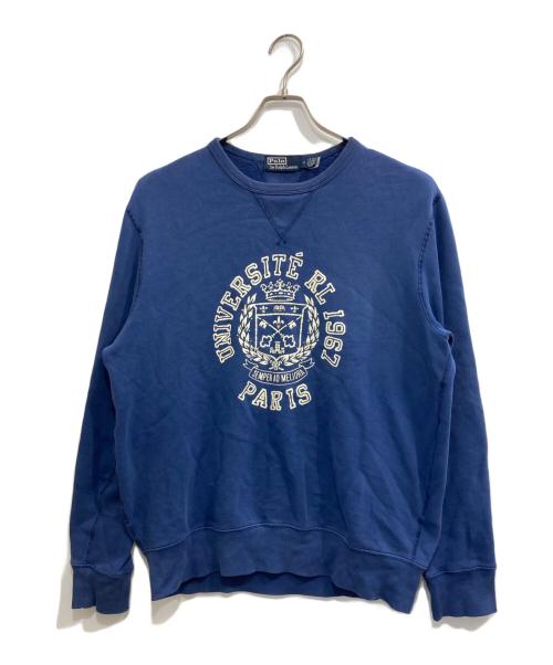 POLO RALPH LAUREN（ポロ・ラルフローレン）POLO RALPH LAUREN (ポロ・ラルフローレン) 両Vプリントスウェット/グラフィック スウェットシャツ ブルー サイズ:Mの古着・服飾アイテム
