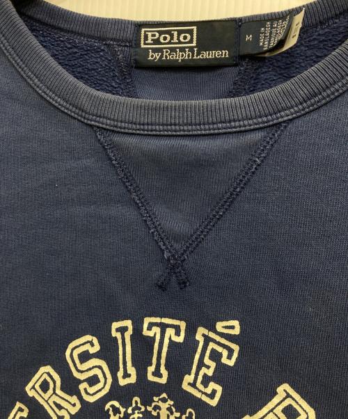 POLO RALPH LAUREN（ポロ・ラルフローレン）POLO RALPH LAUREN (ポロ・ラルフローレン) 両Vプリントスウェット/グラフィック スウェットシャツ ブルー サイズ:Mの古着・服飾アイテム