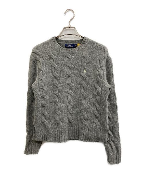 POLO RALPH LAUREN（ポロ・ラルフローレン）POLO RALPH LAUREN (ポロ・ラルフローレン) カシミヤブレンドケーブルニット グレー サイズ:Sの古着・服飾アイテム