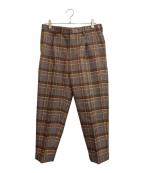 KOLORカラー）の古着「チェック テーパードパンツ」｜ブラウン