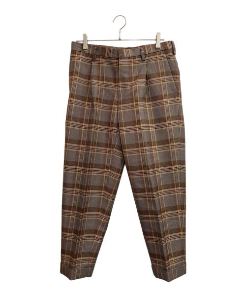 KOLOR（カラー）KOLOR (カラー) チェック テーパードパンツ ブラウン サイズ:2の古着・服飾アイテム