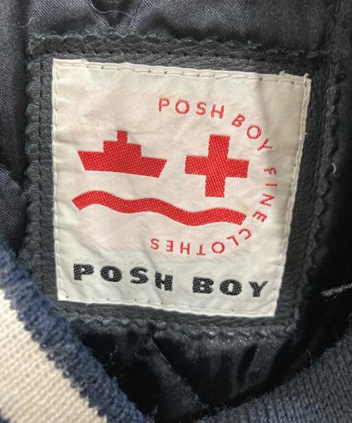POSH BOY（ポッシュボーイ）POSH BOY (ポッシュボーイ) カウレザースタジャン ブラック サイズ:記載なしの古着・服飾アイテム