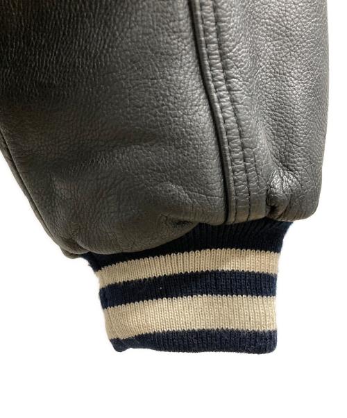 POSH BOY（ポッシュボーイ）POSH BOY (ポッシュボーイ) カウレザースタジャン ブラック サイズ:記載なしの古着・服飾アイテム