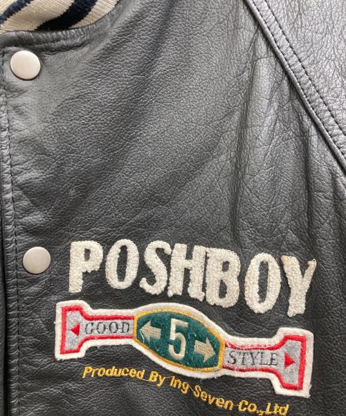 POSH BOY（ポッシュボーイ）POSH BOY (ポッシュボーイ) カウレザースタジャン ブラック サイズ:記載なしの古着・服飾アイテム
