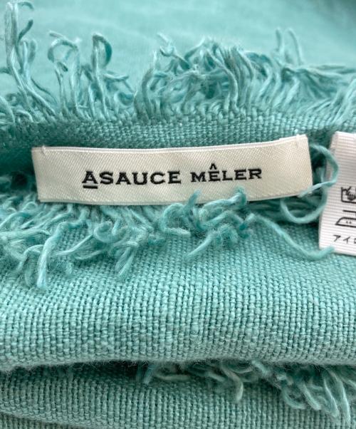 ASAUCE MELER（アソースメレ）ASAUCE MELER (アソースメレ) リネン大判ストール グリーンの古着・服飾アイテム