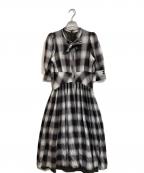 HER LIP TOハーリップトゥ）の古着「Chelsea Checked Tie Dress/チェルシーチェックド タイドレス」｜ブラウン