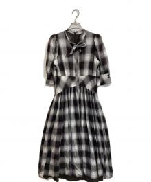 HER LIP TO（ハーリップトゥ）の古着「Chelsea Checked Tie Dress/チェルシーチェックド タイドレス」｜ブラウン
