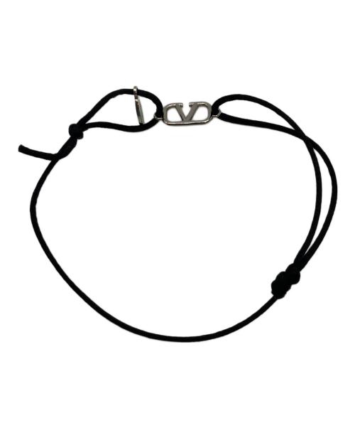 VALENTINO（ヴァレンティノ）VALENTINO (ヴァレンティノ) Vロゴ シグネチャー コットン ブレスレット ブラックの古着・服飾アイテム