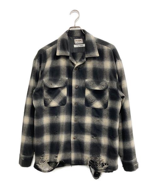 McGREGOR（マックレガー）McGREGOR (マックレガー) ダメージオンブレチェックシャツ ブラック サイズ:Lの古着・服飾アイテム