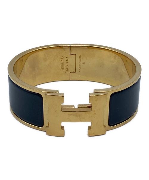 HERMES（エルメス）HERMES (エルメス) クリッククラック H ブレスレット ブラック×ゴールドの古着・服飾アイテム