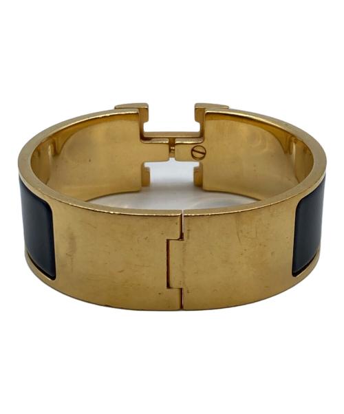 HERMES（エルメス）HERMES (エルメス) クリッククラック H ブレスレット ブラック×ゴールドの古着・服飾アイテム