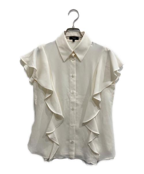 theory（セオリー）theory (セオリー) PRIME GGT BD RUFFLE TOP/ラッフルスリーブブラウス アイボリー サイズ:Sの古着・服飾アイテム