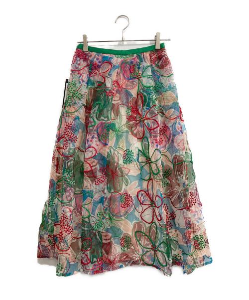TOMORROW LAND collection（トゥモローランドコレクション）TOMORROW LAND collection (トゥモローランドコレクション) ビーチガーデンプリント タックスイングスカート グリーン サイズ:34 未使用品の古着・服飾アイテム