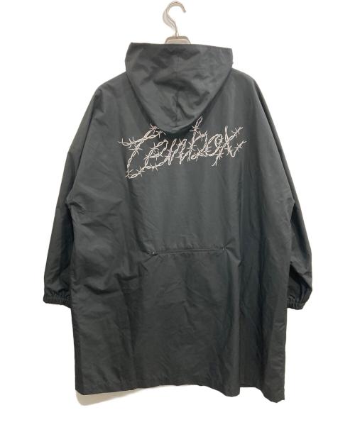 TENBOX（テンボックス）TENBOX (テンボックス) Manastash (マナスタッシュ) 有刺鉄線プリント パッカブル レインコート ブラック サイズ:Lの古着・服飾アイテム