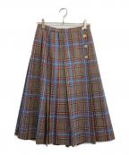Burberry'sバーバリーズ）の古着「金釦チェックスカート」｜ブラウン